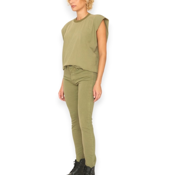 Sandrine Rose x Free People Mid-rise Skinny Jean Army Green Sz 27 - Picture 1 of 8